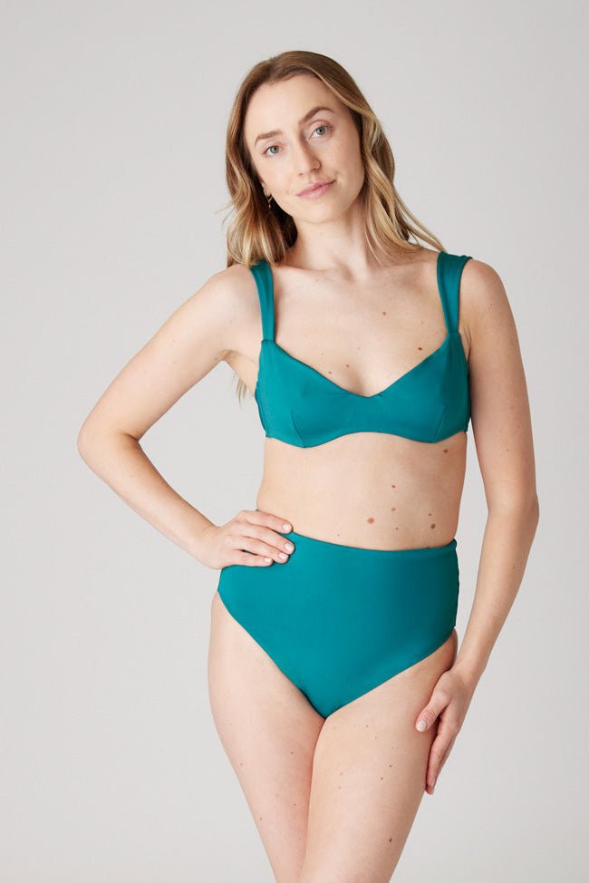The High-Waisted Scrunch Bottoms - Tidal Teal