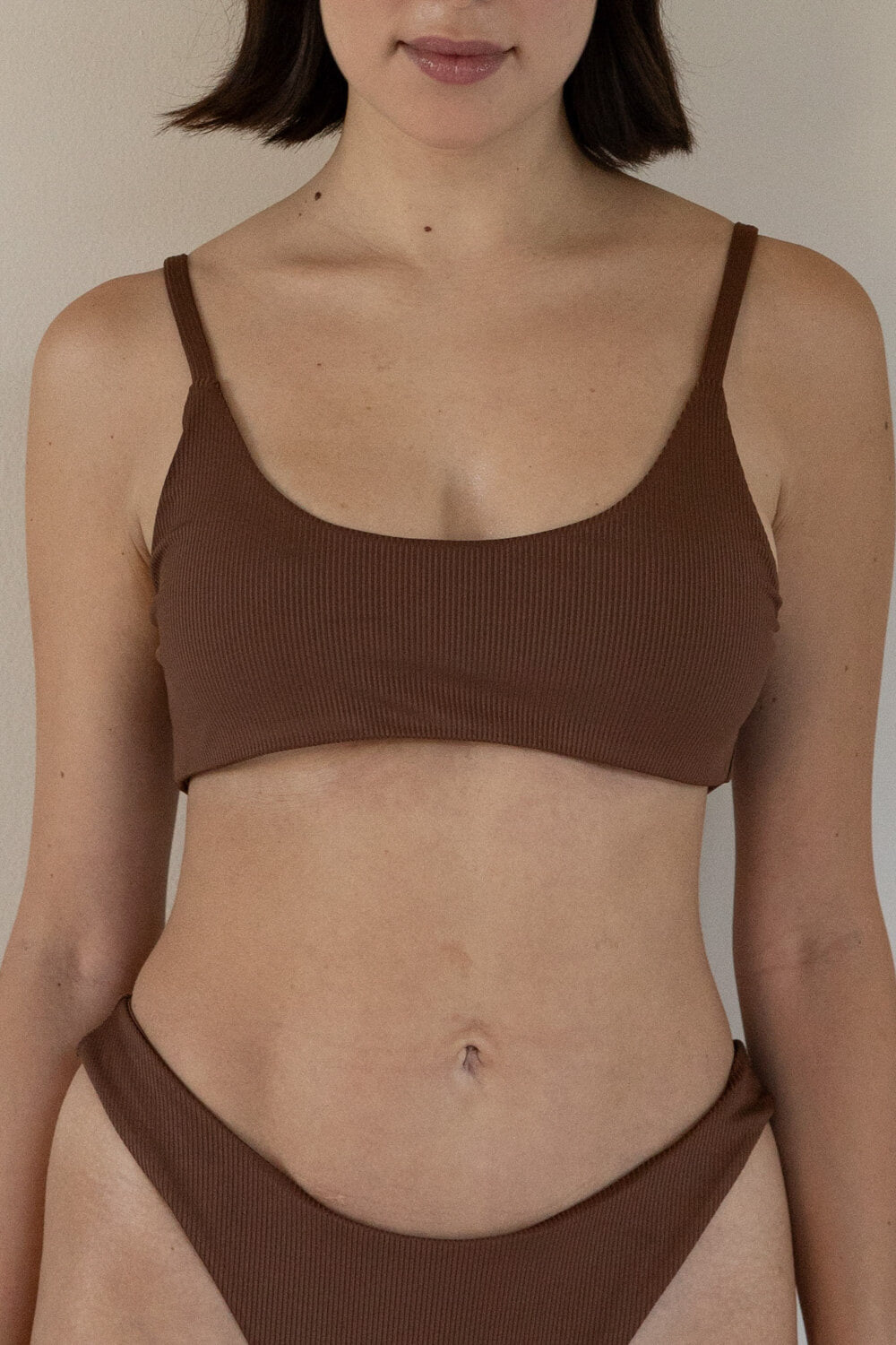 The Bralette Top - Ribbed Espresso