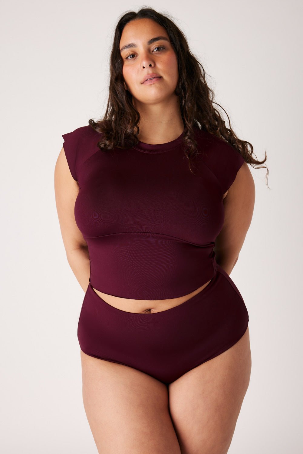 The High-Waisted Surf Bottom - Dark Cherry
