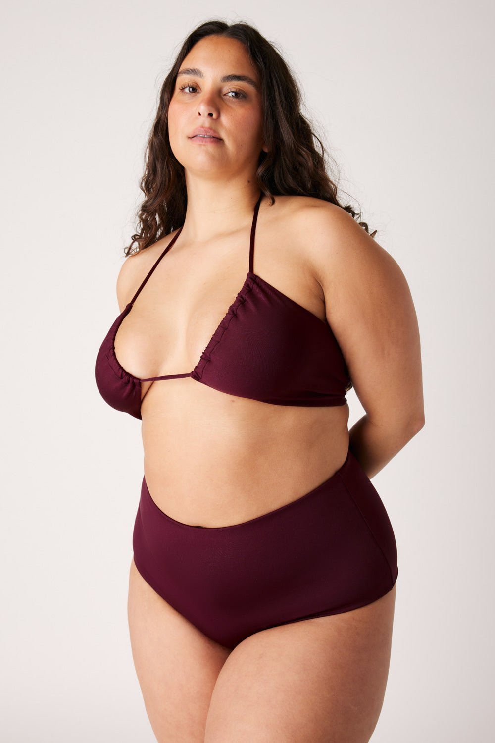 The High-Waisted Scrunch Bottoms - Dark Cherry