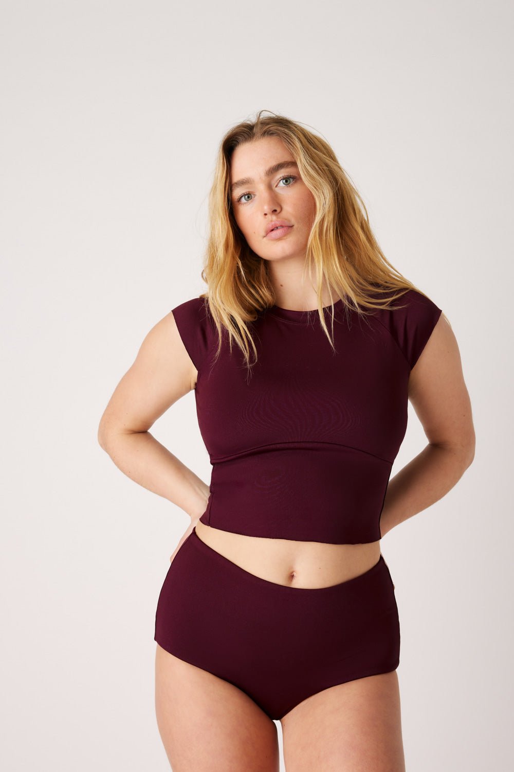 The High-Waisted Surf Bottom - Dark Cherry