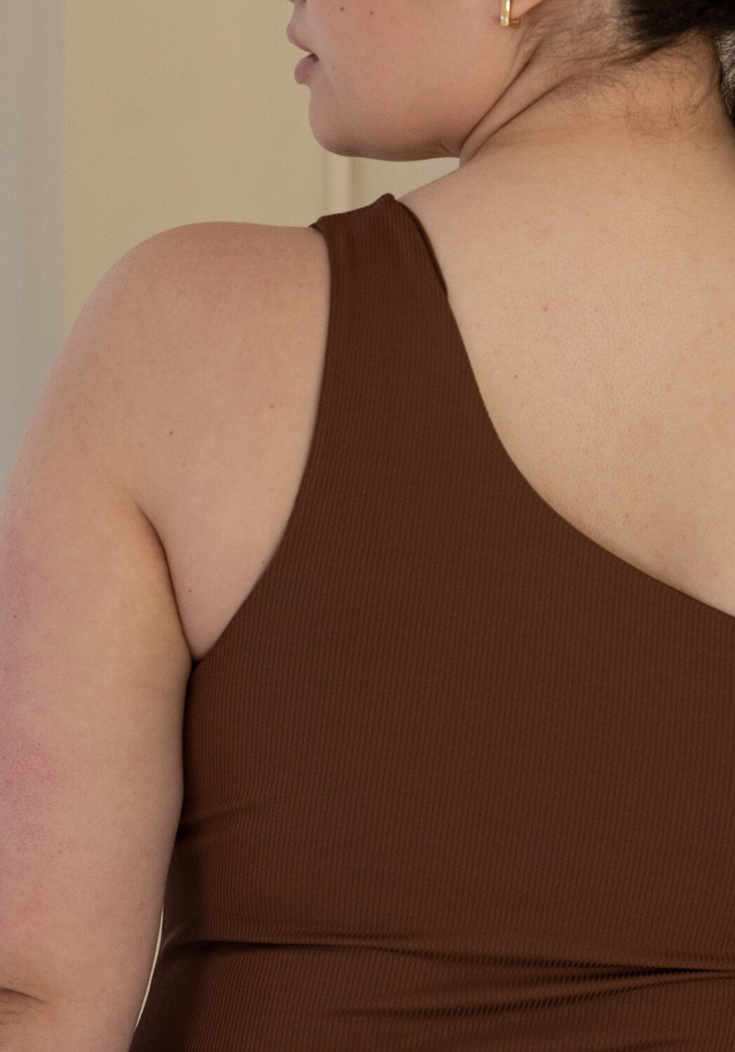 The One Shoulder One Piece - Ribbed Espresso