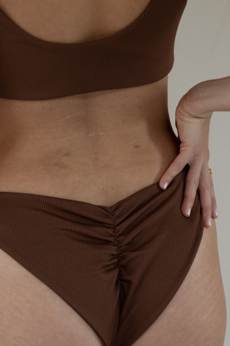 The Sleek Scrunch Bottoms - Ribbed Espresso