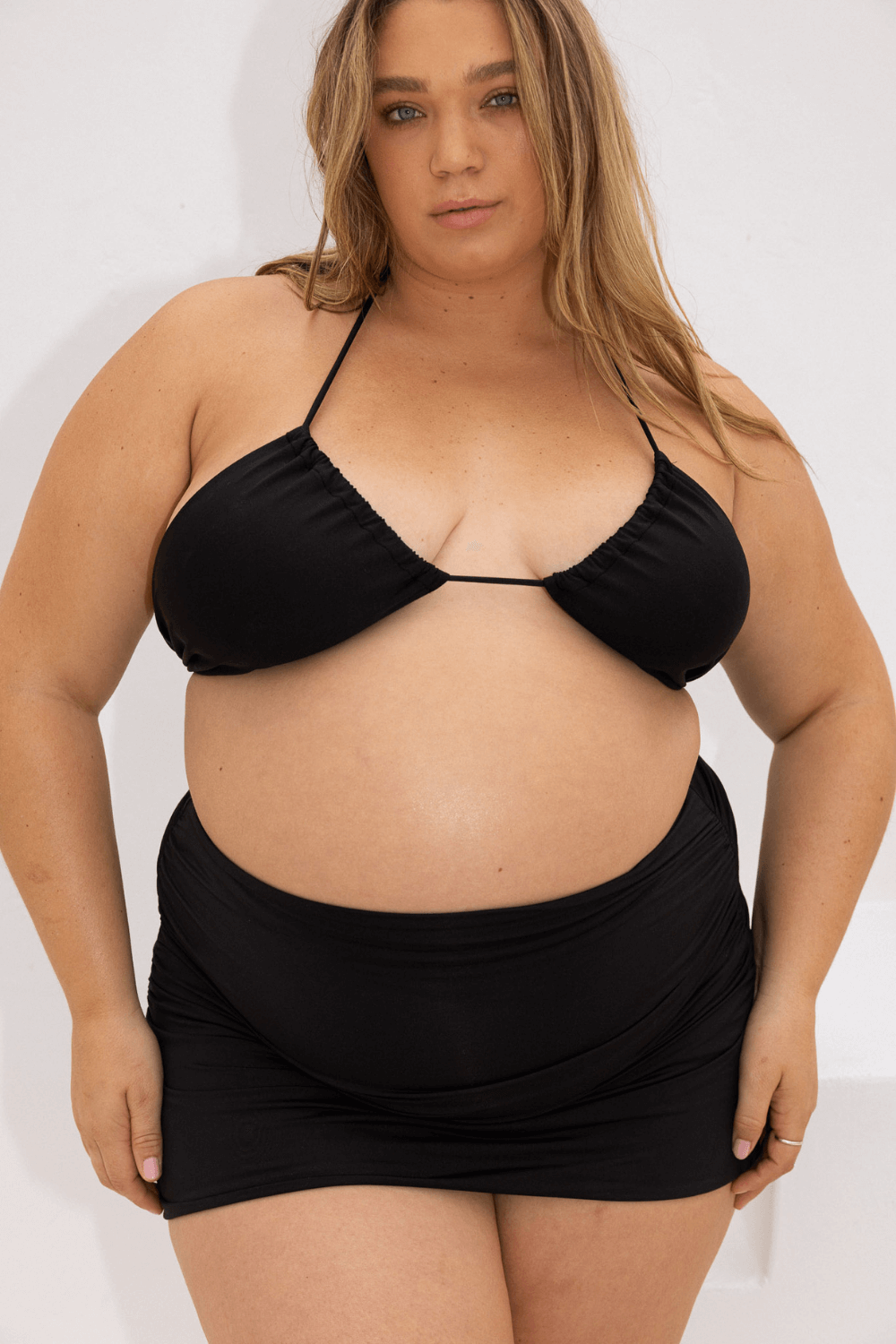 The High Rise Swim Skirt - Matte Black