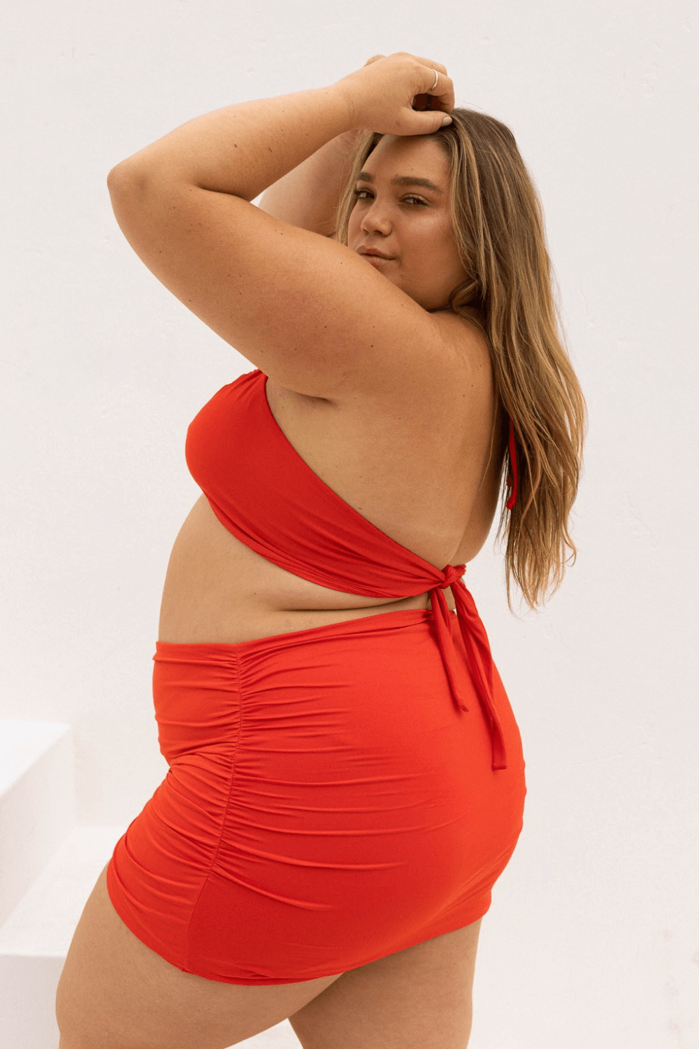 The High Rise Swim Skirt - Fiesta Red