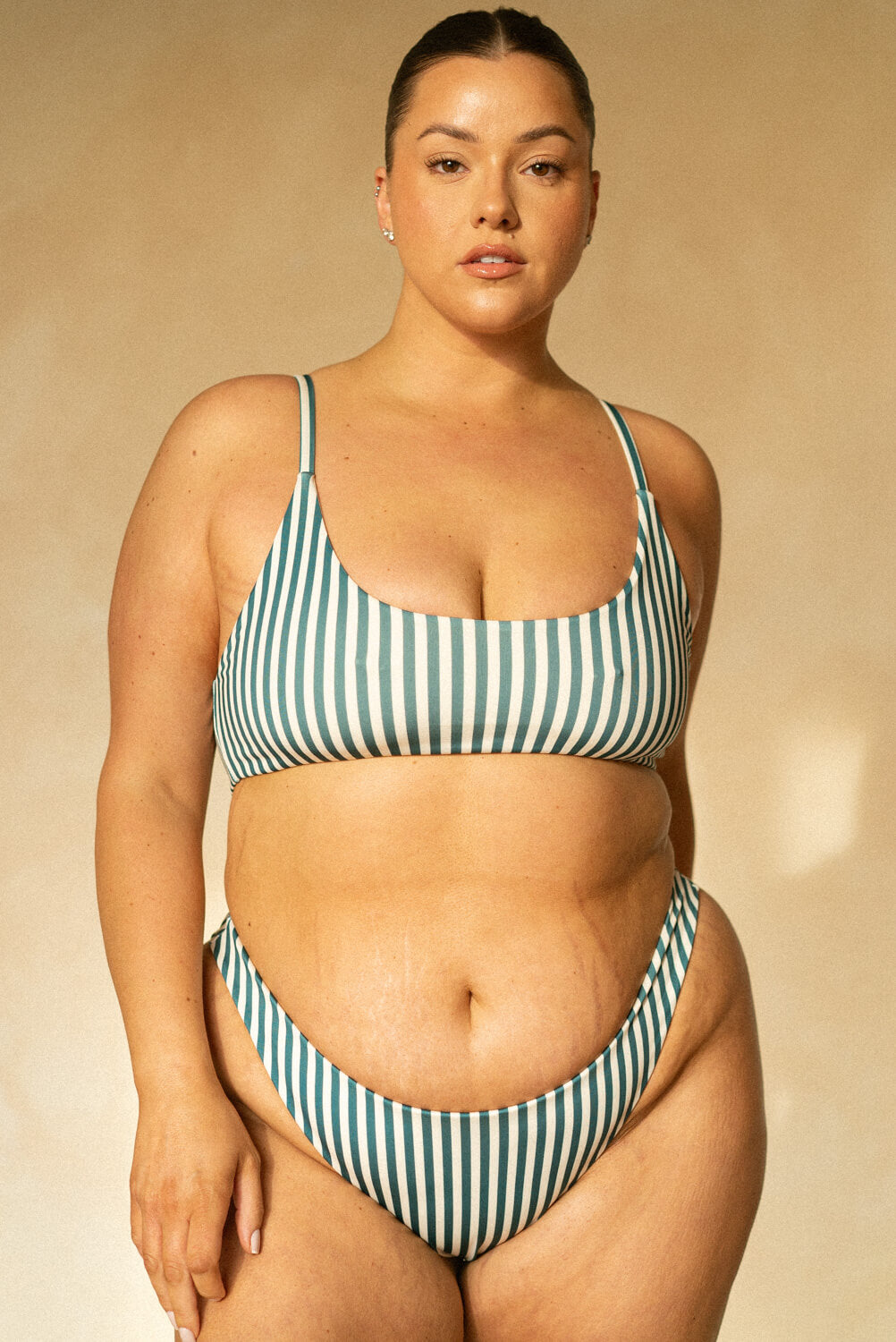 The Bralette Top - Deep Teal Stripe