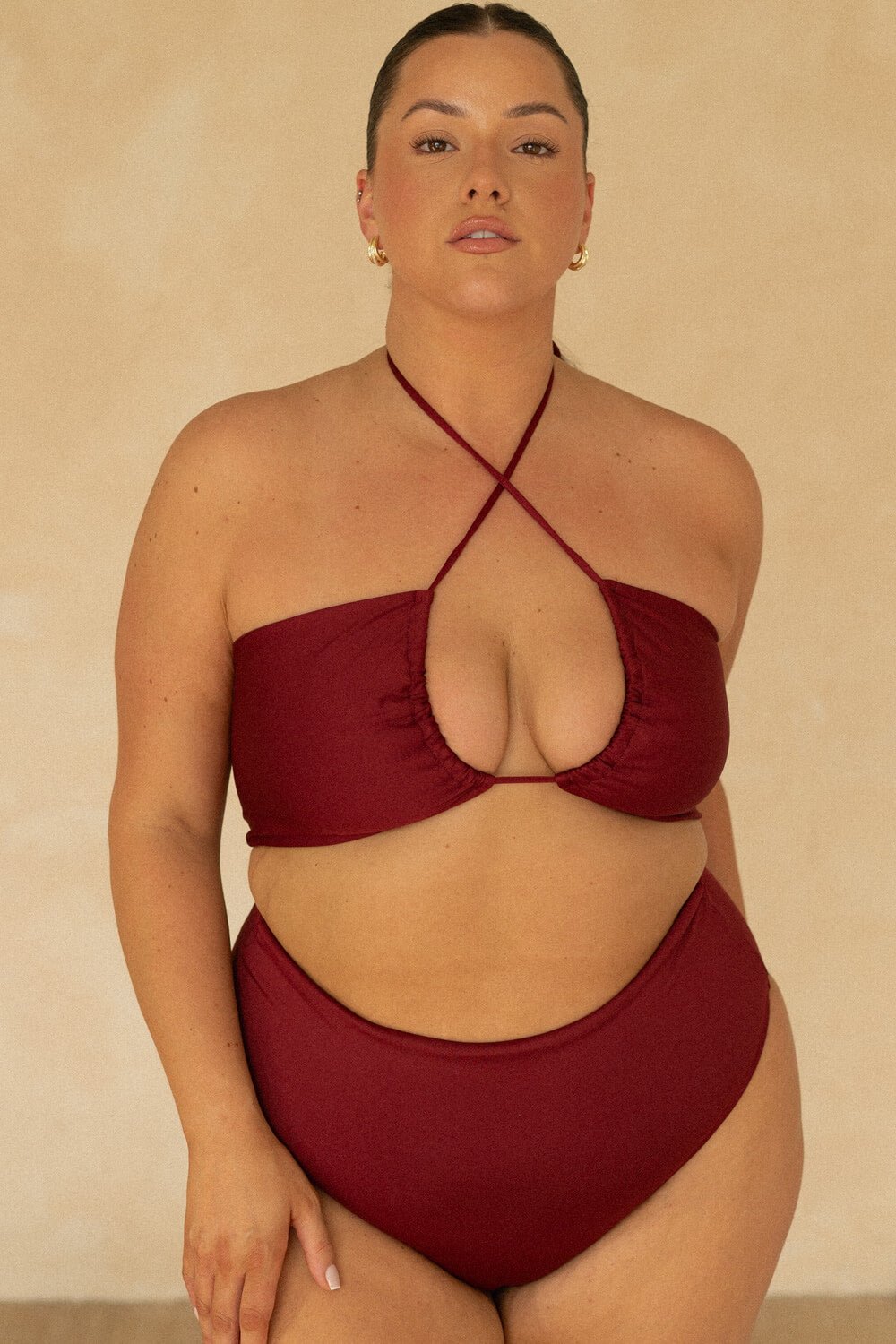 The High-Waisted Scrunch Bottoms - Pomegranate