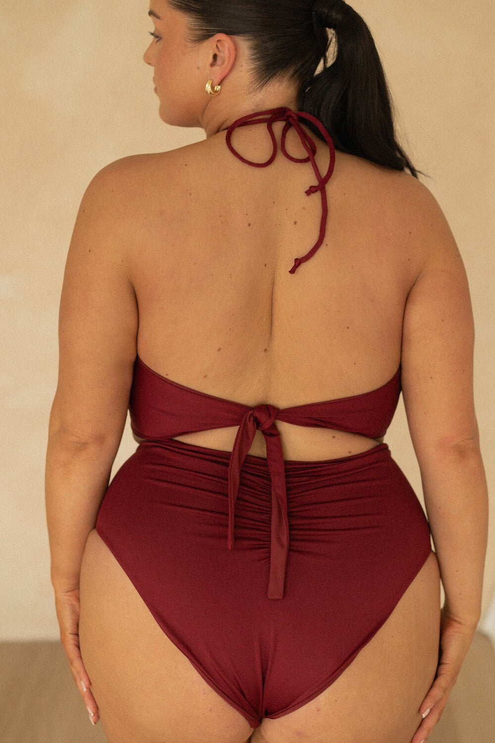 The High-Waisted Scrunch Bottoms - Pomegranate