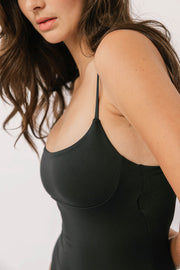 The Slim Strap One Piece - Matte Black